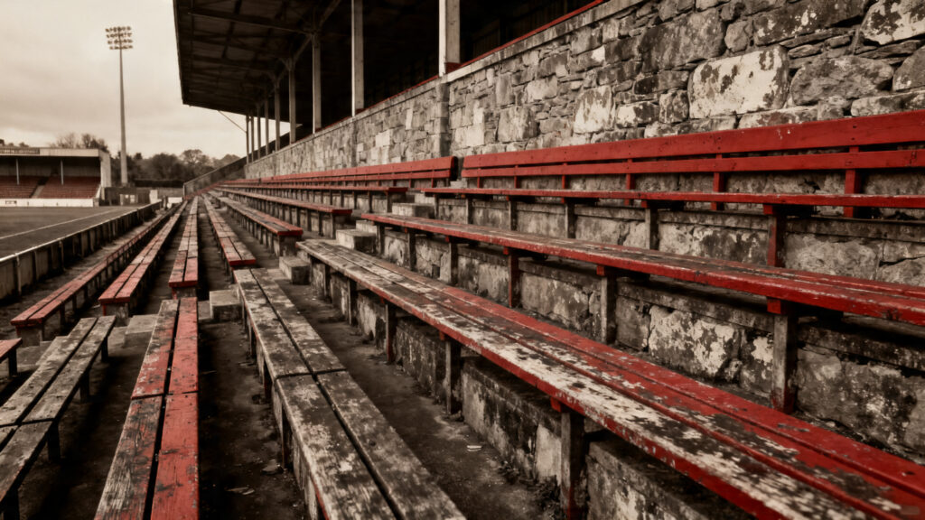 Ancienne tribune rugby sepia