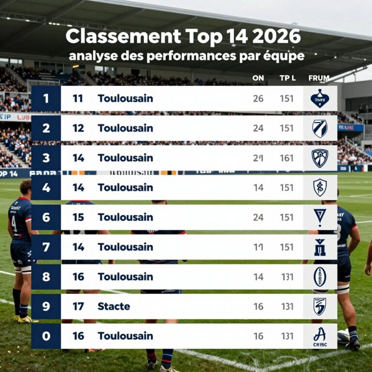 Classement Top 14 2026 : analyse des performances par équipe