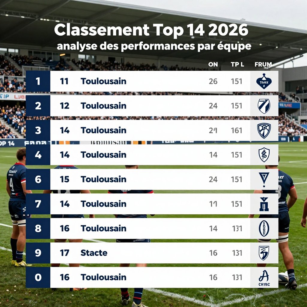 Classement Top 14 2026 : analyse des performances par équipe